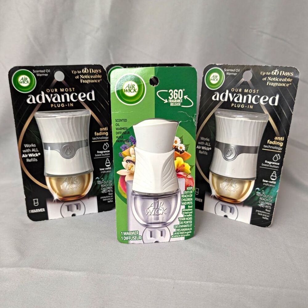 Air Wick Advanced Plug-In Scented Oil Warmer Diffuser, White 3 Pack